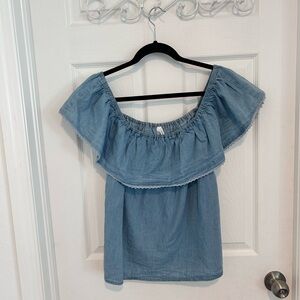 Live 4 Truth Light Blue Off-Shoulder Ruffle Top Size XL